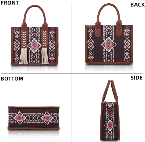 Western Wanderer Embroidered Tote with Matching Pouch